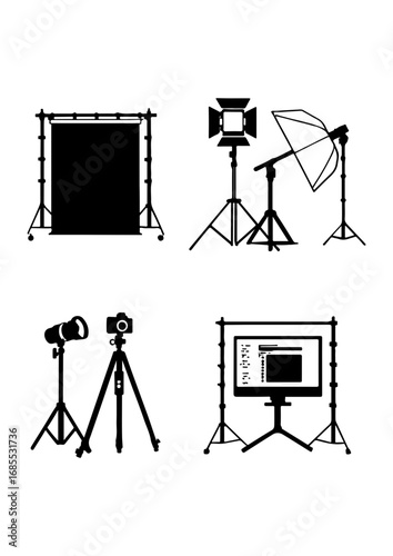 Silhouettes of Photography and Video Studio Equipment