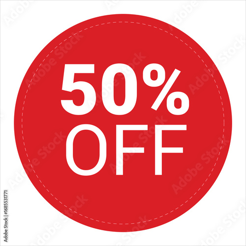 "50% Off Sale Red Discount Sticker - Big Savings Promotion"