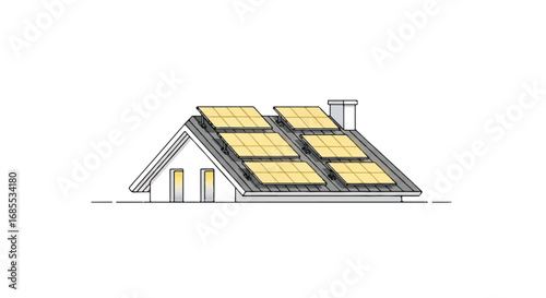 House with solar panels on the roof.