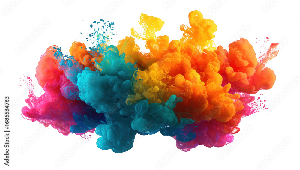 Obraz premium Colorful ink explosion against black background