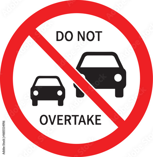 Warning sign for do not overtake with red and white elements