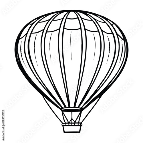 Silhouette of hot air balloon isolated on a white background