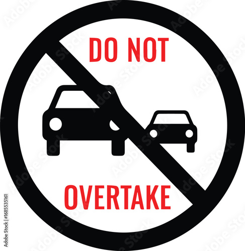 Warning sign illustration for no overtaking zone