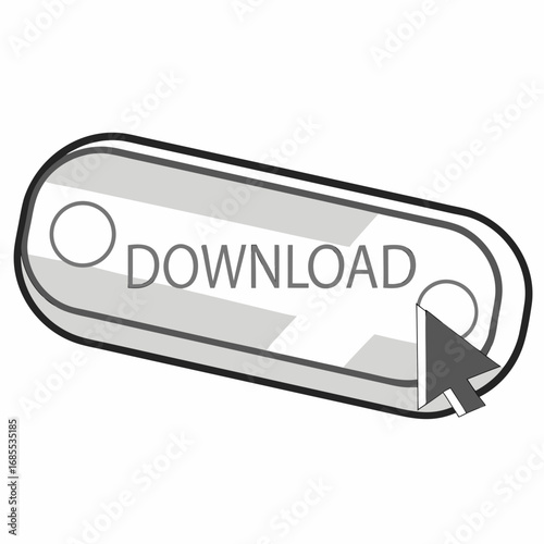 Clickable download button with cursor arrow icon for digital file transfer and data access