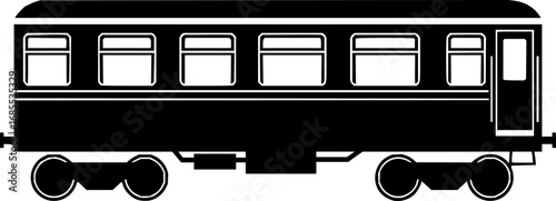 Stylized Black and White Image of a Railroad Car with Visible Windows