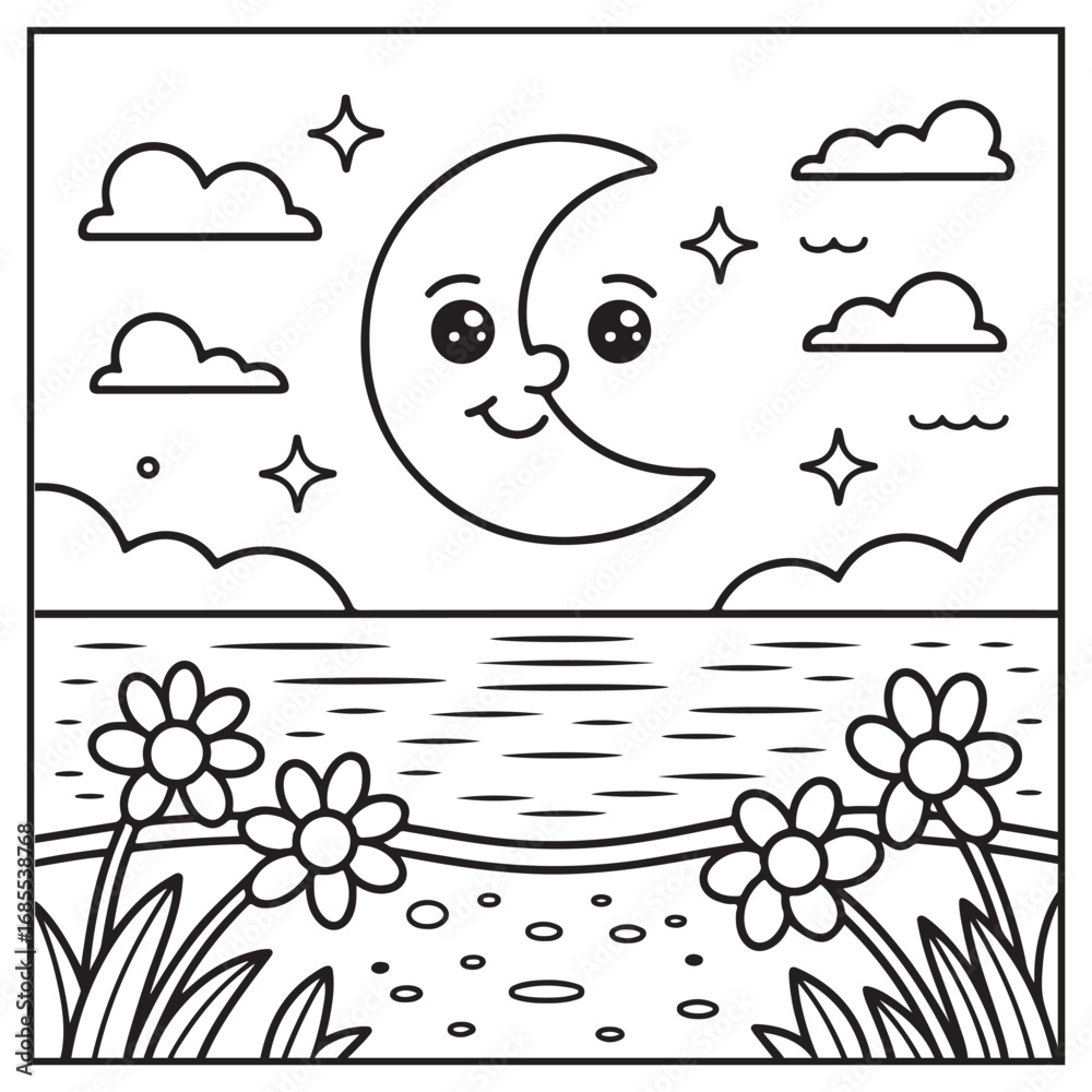 Fototapeta premium Seaside Serenity Coloring Pages