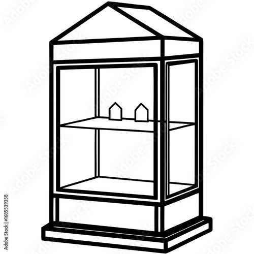 Illuminated Glass Cabinet Line Art