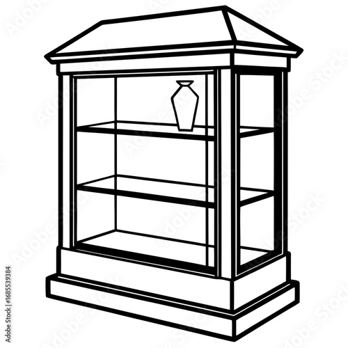 Illuminated Glass Cabinet Line Art