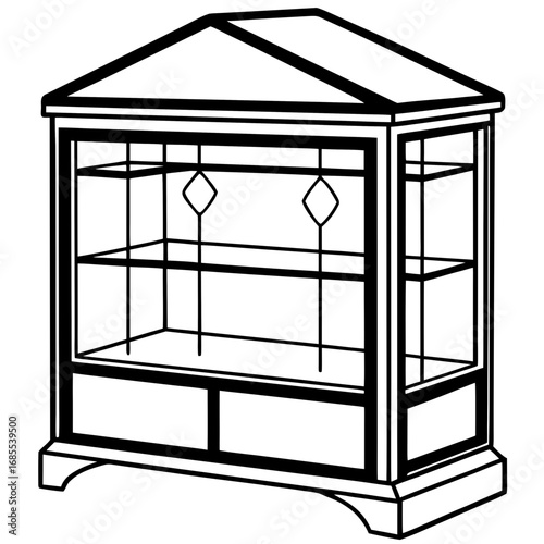 Illuminated Glass Cabinet Line Art