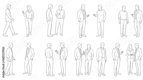 CAD People Outlines Vector | Standing, Walking, Talking Human Figures for Architectural and Landscape Design