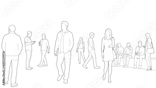 CAD People Outlines Vector | Standing, Walking, Talking Human Figures for Architectural and Landscape Design