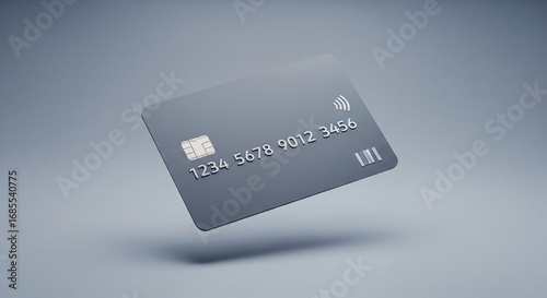 Minimal Credit Card or Debit Card Mockup Floating, 3D Render for Banking, Finance, Payment Technology, and E-commerce