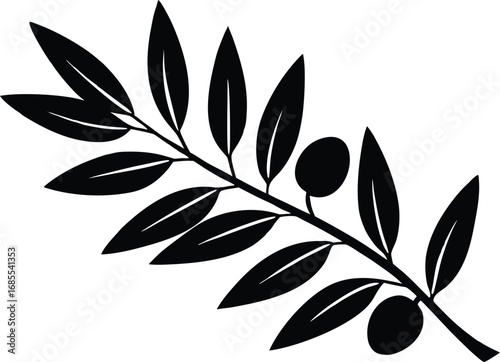 Olive Branch Silhouette | Olive Tree Branch Vector