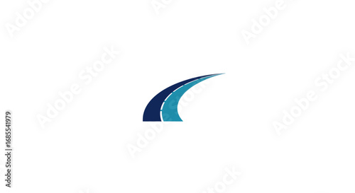 Abstract Curved Double Road Lines, Teal and Dark Blue, Dynamic Design.