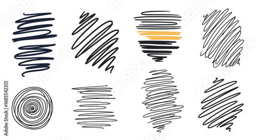 Abstract handmade line art elements for creative design projects