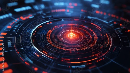 Wallpaper Mural Futuristic technological target is loading with data analysis and processing Torontodigital.ca