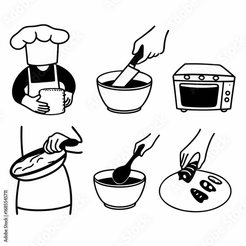 Illustration of cooking and kitchen utensils