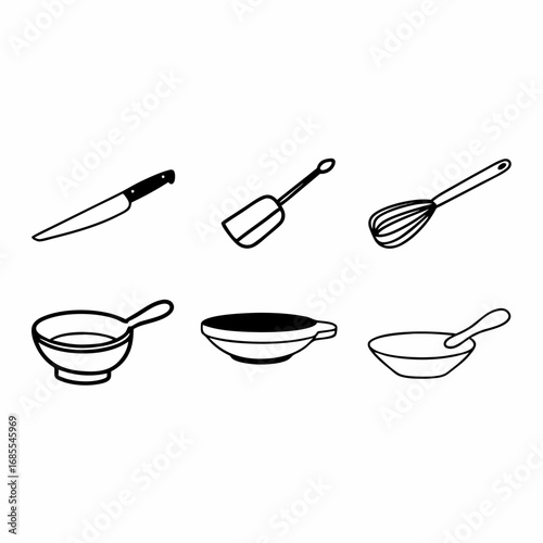 Illustration of various kitchenware items