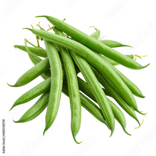Fresh Green Beans Pile Isolated on Black Background. Raw, Healthy Haricot Verts Vegetable for Cooking.