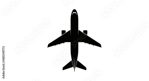 Top-down view of a commercial airplane silhouette.