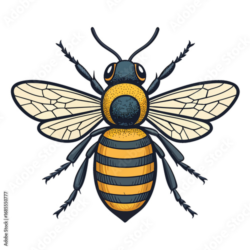 Vector art of detailed illustration of a bee