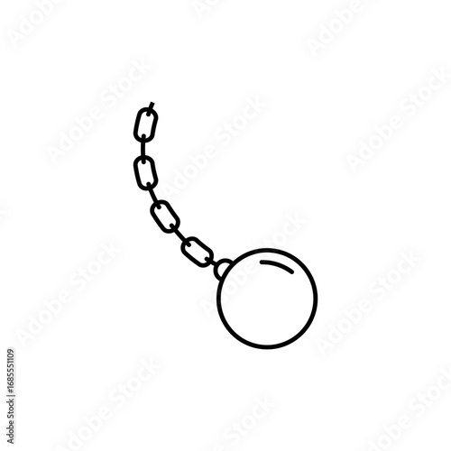 An outlined wrecking ball hangs from a chain, representing demolition and the power of destruction.