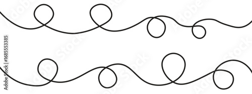 wavy curvy long squiggles line, loopy line, wave line - stock vector. abstract wavy line. long hand drawn squiggle. vector illustration on transparent background