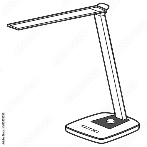 Modern minimalist desk lamp with adjustable neck and touch controls on a white background