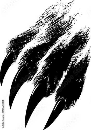 Black claw marks with detailed texture on white background. Vector illustration
