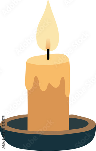 Illustration of a Lit Candle on a Holder