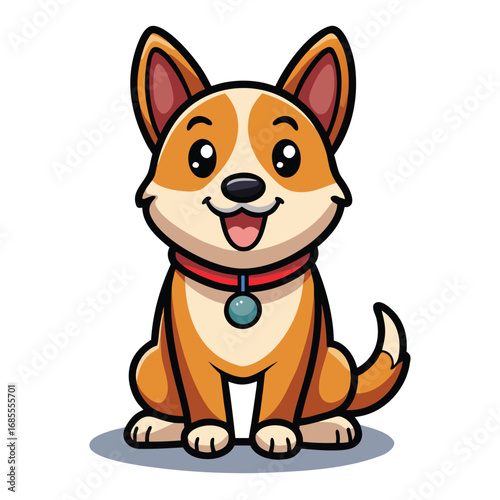 Cute dog and cat cartoon characters with a funny smile and white paws on a colorful background illustration