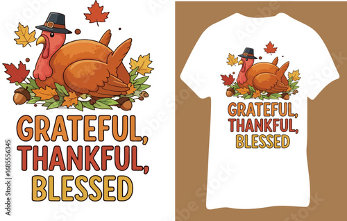 Retro happy Thanksgiving turkey menu poster with a vintage vector illustration
