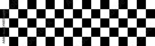 Black and white checkered background. Checker pattern and checkered chessboard. Racing flag finish line. Racing stripe speed, dynamic lines, competition, automotive.
