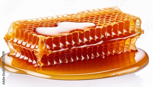 honeycomb with honey dipper cutout isolated honeycomb on white background