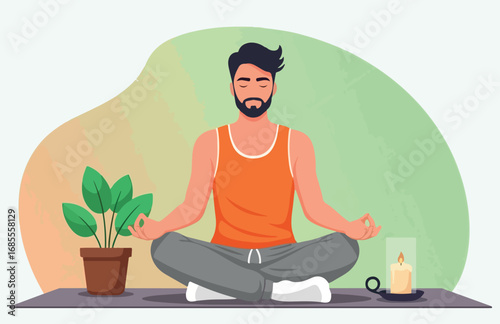 young man meditating