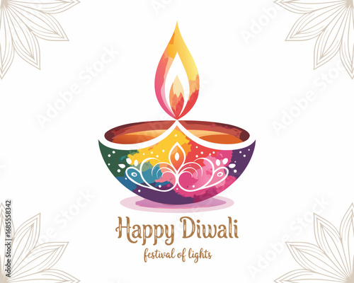 Diwali festival holiday design with paper cut style of Indian Rangoli. Purple color on yellow background, vector illustration.