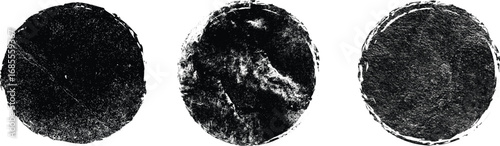 Circle grunge stamp set. Grunge round shapes. Grunge banner and paint brush stamps.	Collection for grunge badge, seal, ink and stamp design