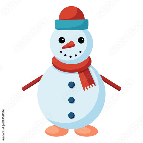 Whimsical christmas snowman illustration with festive colors