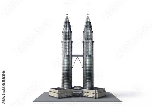 Iconic twin towers model on display against a clean white background