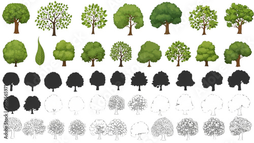 CAD Tree Line Minimal Set | Outline Symbols for Architecture and Landscape Design