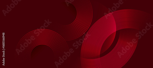 Red abstract background with circular line patterns