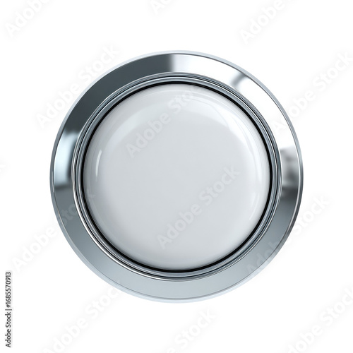 Round white button with chrome bezel