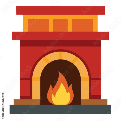 Festive christmas fireplace with ornaments and gifts vector illustration