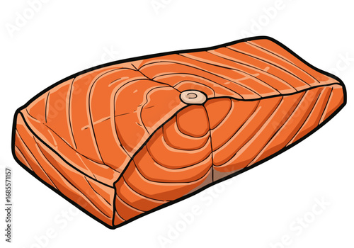 stylized salmon fillet icon showcasing a delicious seafood delicacy Clean modern illustration with a textured orange hue and a subtle white dot Perfect for food-related graphics
