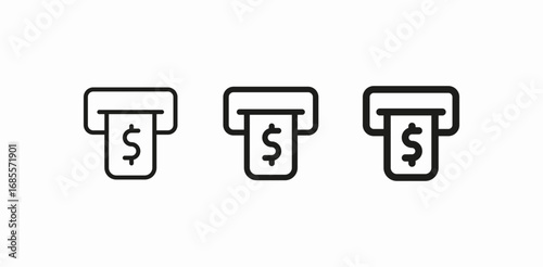cash from atm icon sign vector