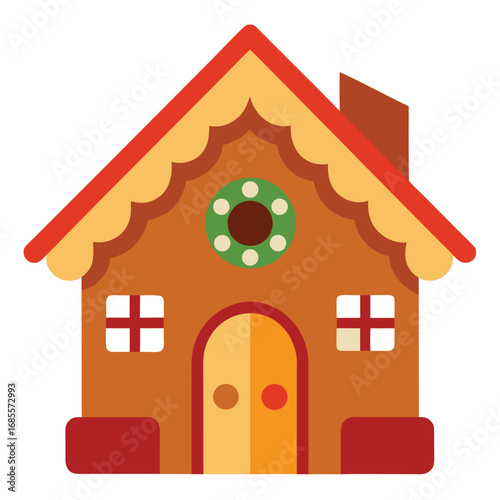 Festive gingerbread house with colorful christmas decorations