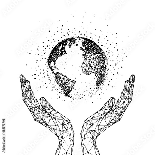 Hands holding earth globe vector illustration world environment day concept save earth global network  100