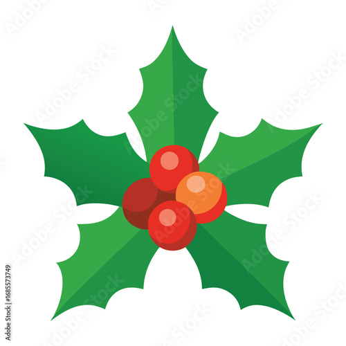 Festive holly berry vector illustration with christmas colors