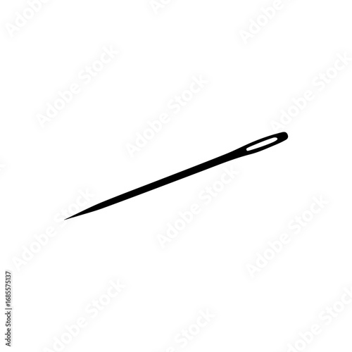 Sewing needle silhouette vector flat design.