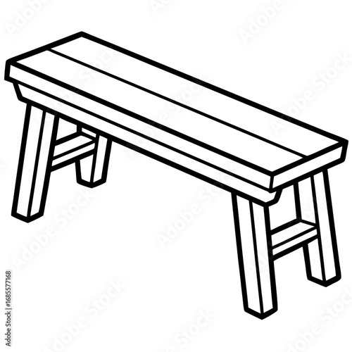 Minimalist Wooden Bench Line Art